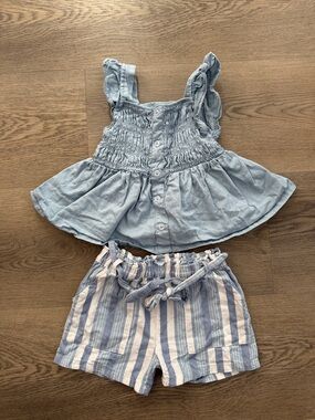 Draper James Blue and White Girls' Two-Piece Matching Set